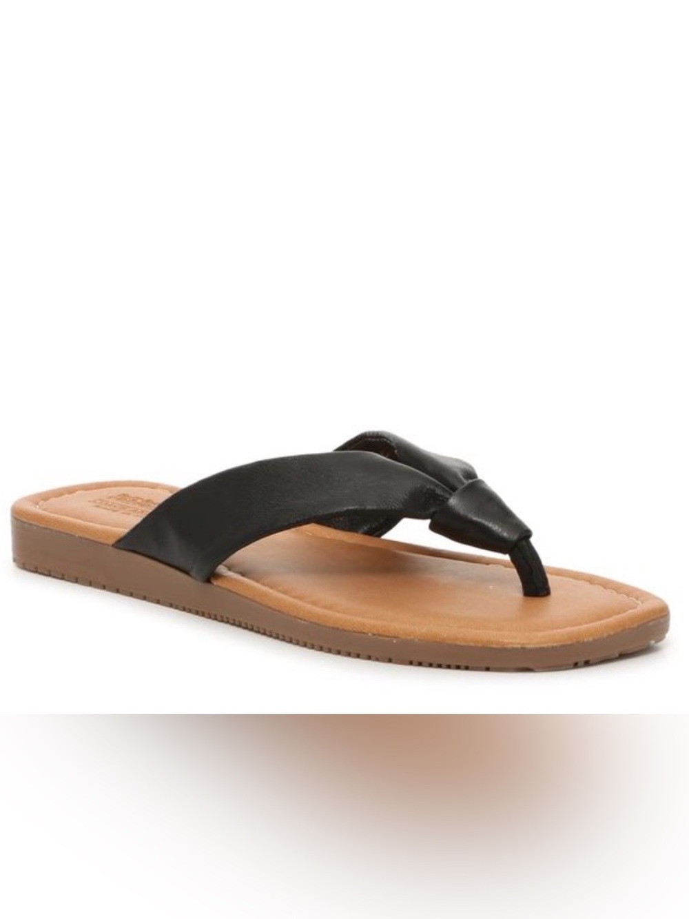 Coach & Four Women’s Black Leather Knotted Flip Flop Sandals Size: 6.5M